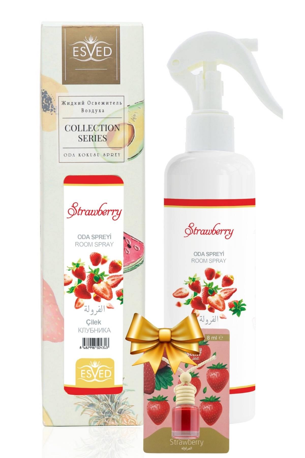 Çilek Kokusu Sprey 400Ml. Çilek Kokusu Araba Kokusu 8Ml. Hediyeli