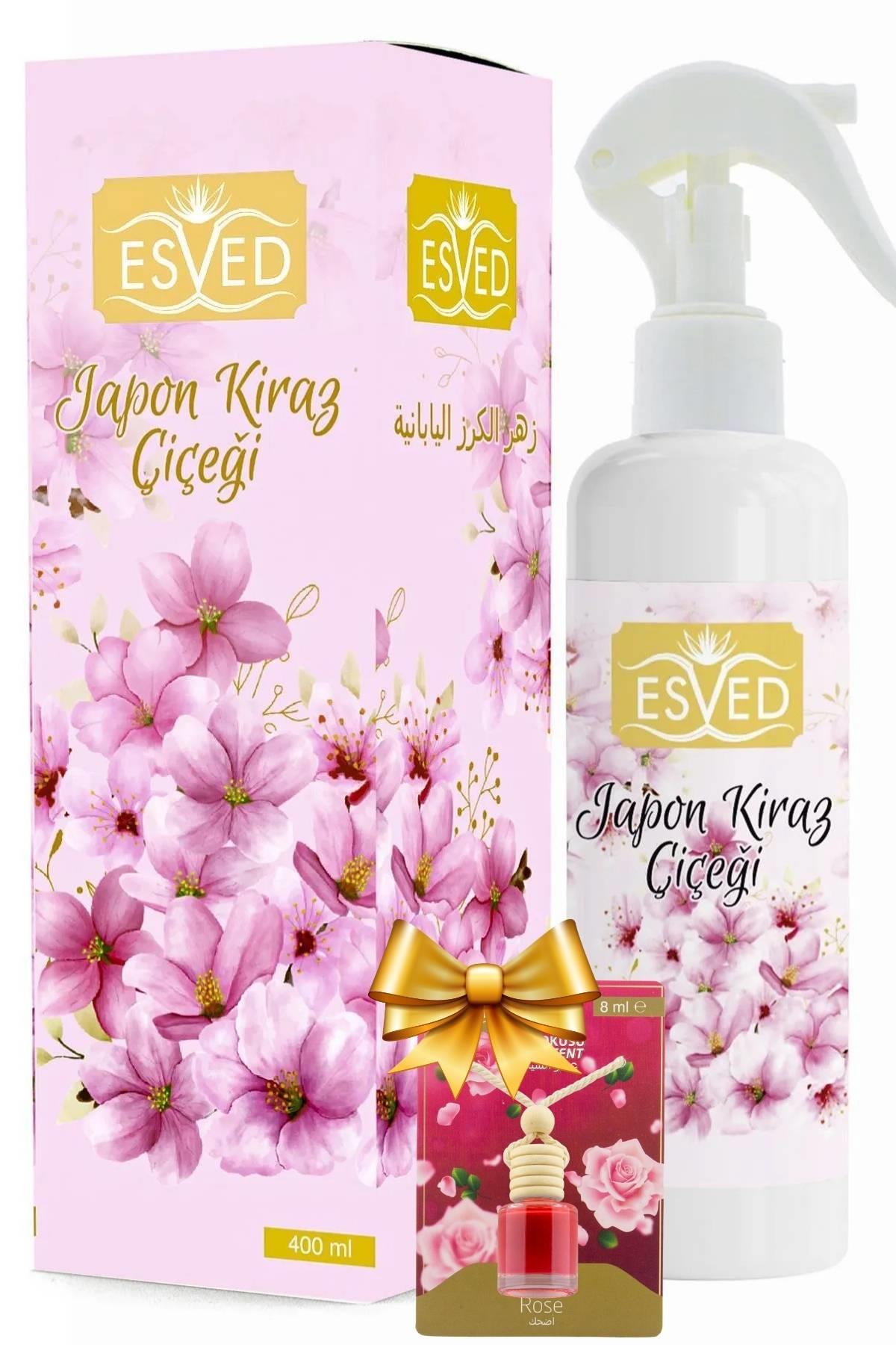 Japon Kiraz Çiçeği Kokusu Sprey 400Ml. Gül Araba Kokusu 8Ml. Hediyeli