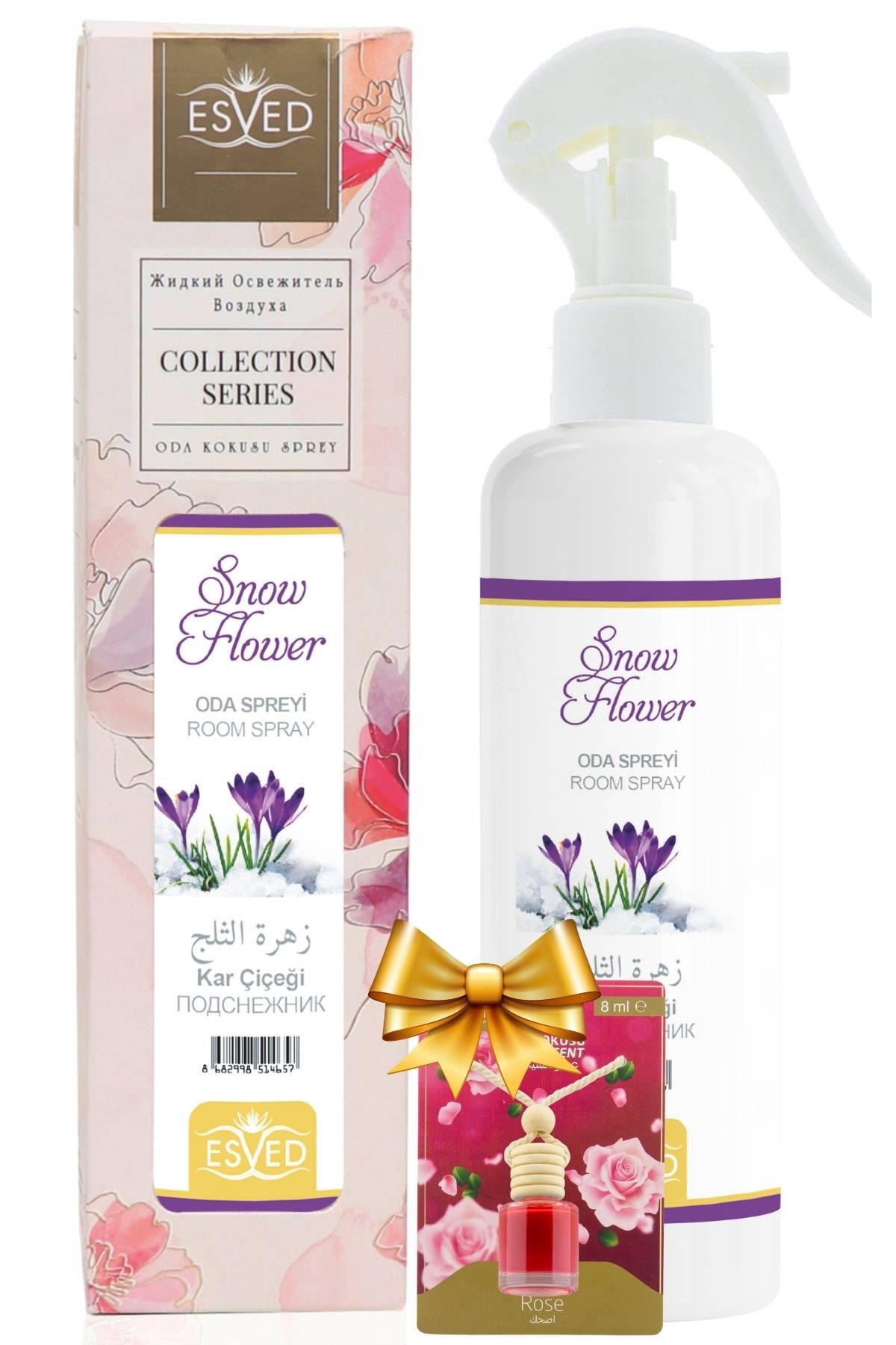 Kar Çiçeği Kokusu Sprey 400Ml. Gül Kokusu Araba Kokusu 8Ml. Hediyeli