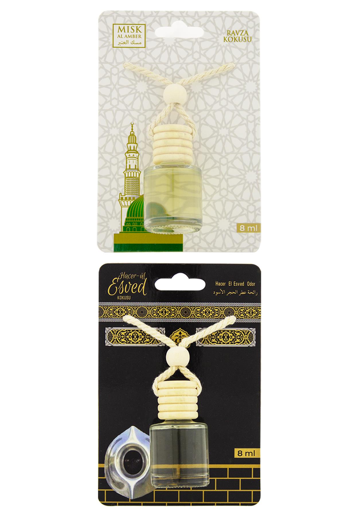 Medine Ravza Kokusu Ve Hacerül Esved Kokusu 8 Ml Araba Kokusu Cam Şişe