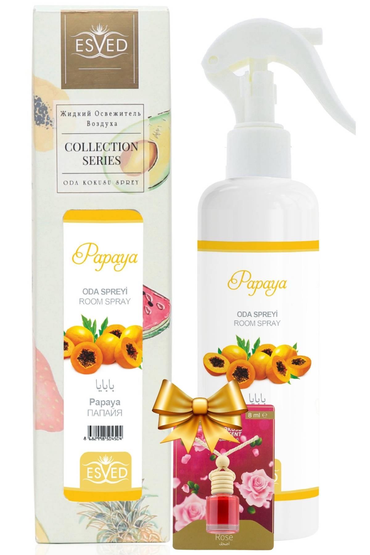 Papaya Kokusu Sprey 400Ml. Gül Kokusu Araba Kokusu 8Ml. Hediyeli