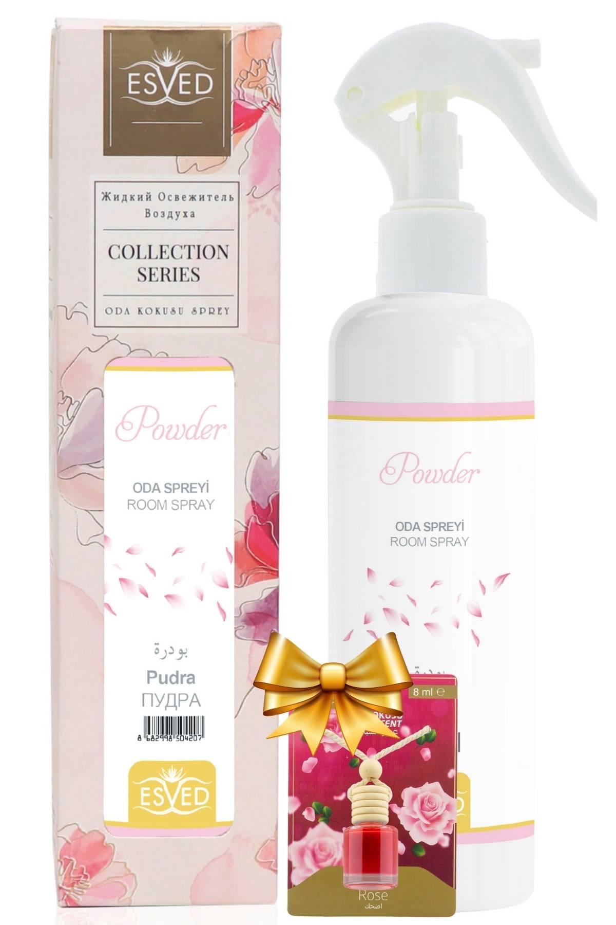 Pudra Kokusu Sprey 400Ml. Gül Kokusu Araba Kokusu 8Ml. Hediyeli