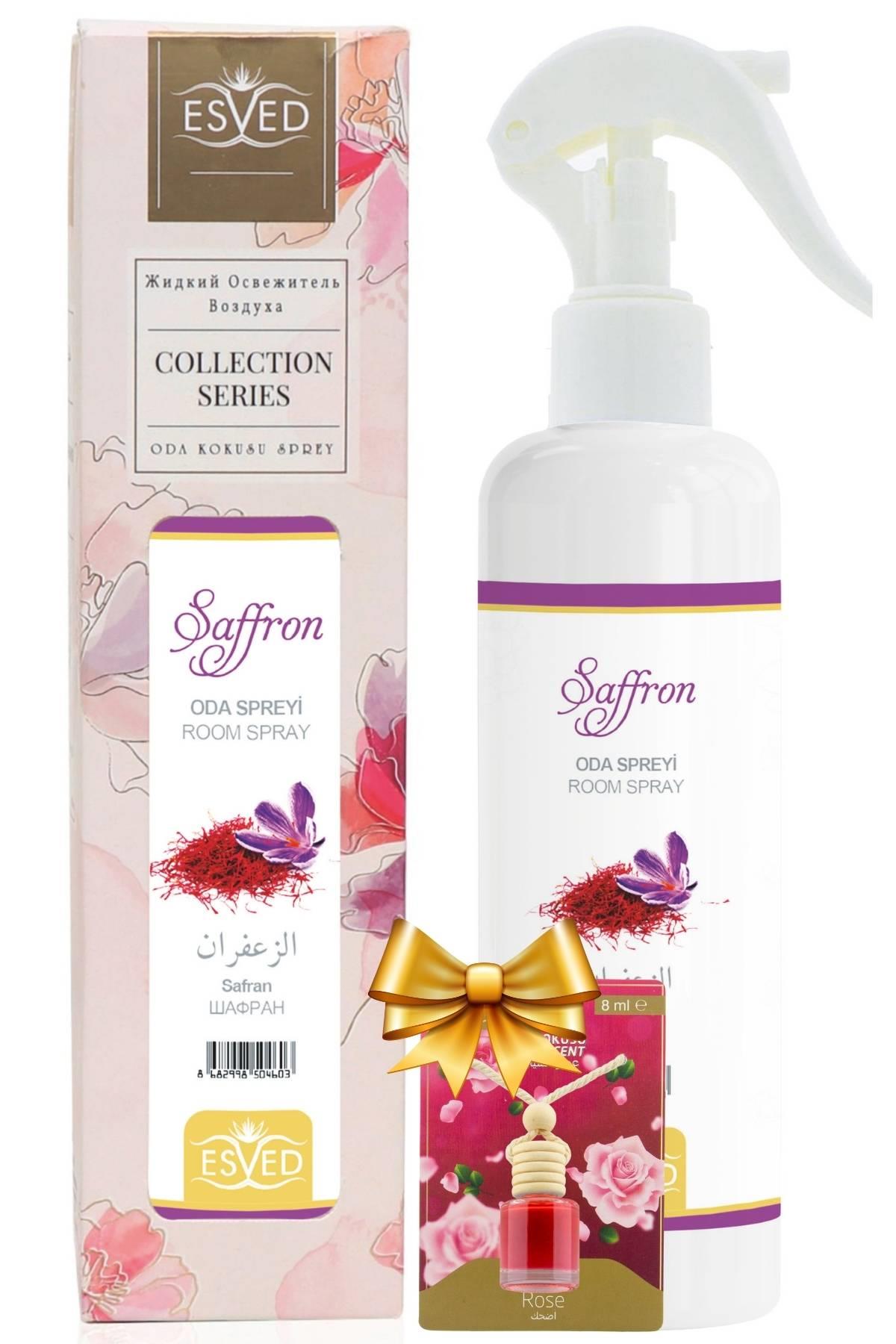 Safran Kokusu Sprey 400Ml. Gül Kokusu Araba Kokusu 8Ml. Hediyeli