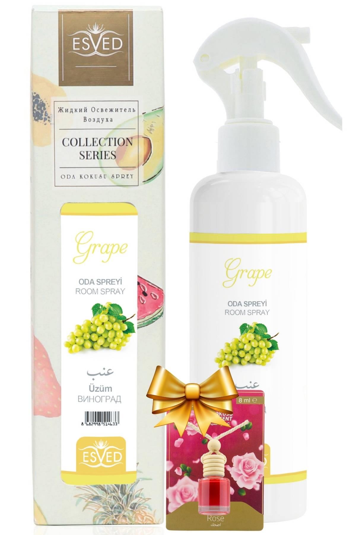 Üzüm Kokusu Sprey 400Ml. Gül Kokusu Araba Kokusu 8Ml. Hediyeli